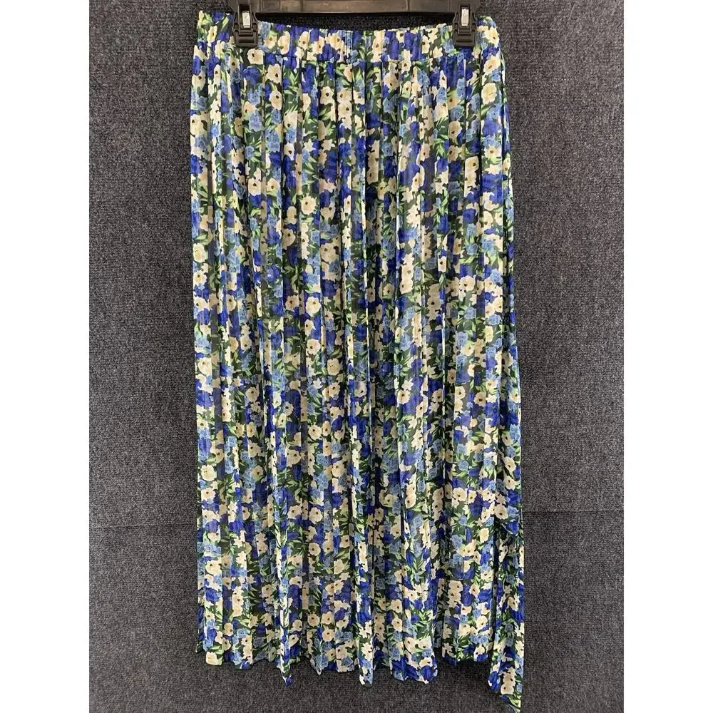Joie By Anthropologie Maxi Skirt Belt Pull On Floral Blue Size Large NWOT